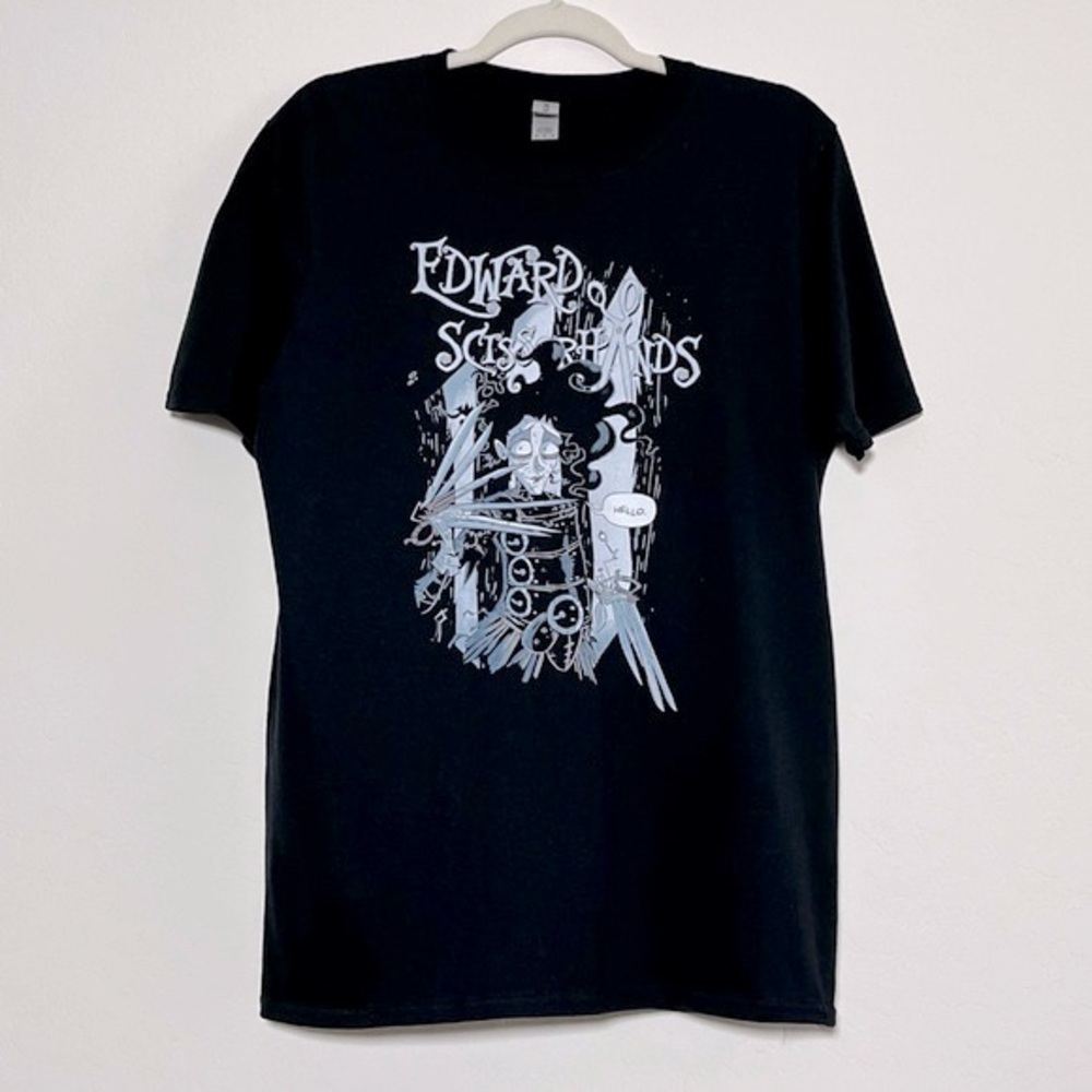 EDWARD SCISSORHANDS HELLO T-SHIRT Black Sz M